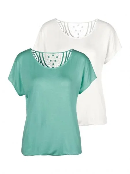 VIVANCE Tricou verde mentă / alb murdar