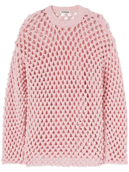 Pulover Jil Sander cu decolteu rotund roz