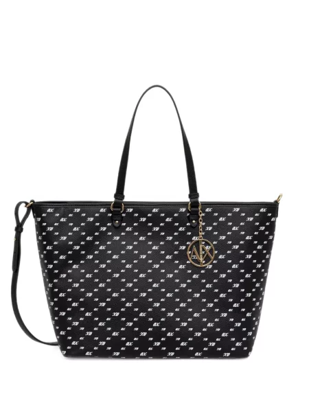Geantă Armani Exchange cu imagine negru