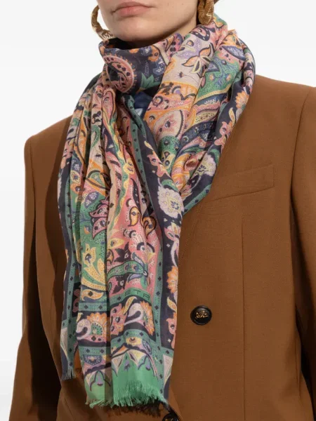 Fular Etro cu model paisley albastru