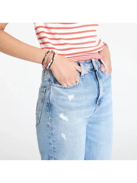 Дънки straight leg Tommy Hilfiger с висока талия синьо
