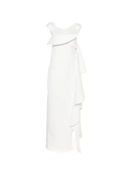 Rochie maxi Solace London cu volane fără bretele alb