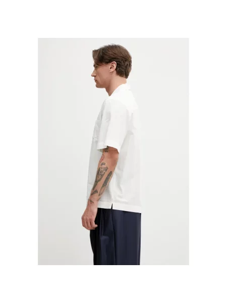 A.P.C. koszula z dodatkiem lnu Chemise Manches Courtes biała