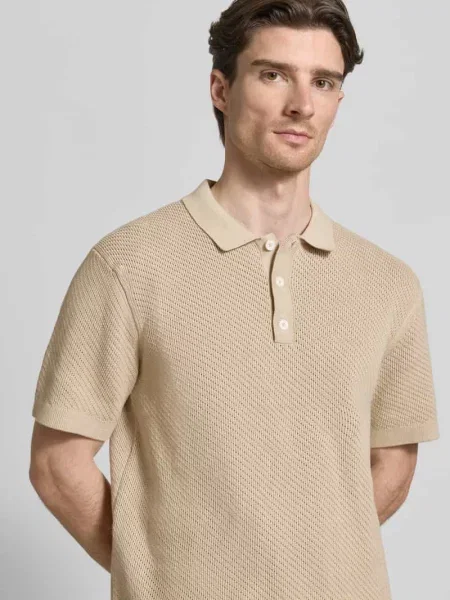 Koszulka polo o kroju regular fit z detalem z logo model ISAKSSON' Casual Friday beżowe