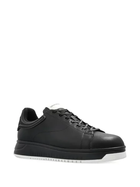 Δερμάτινα sneakers Emporio Armani με κορδόνια μαύρο
