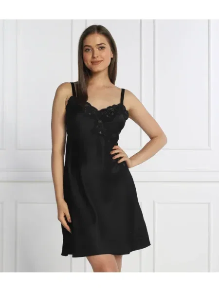 LAUREN RALPH LAUREN Szatén köntös | Relaxed fit fekete