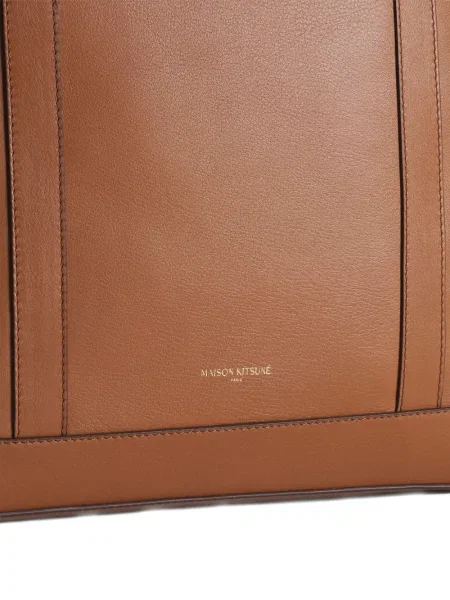 Geanta de piele Maison Kitsune din piele maro