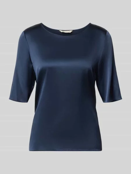 Bluzka z krótkim rękawem o kroju relaxe z mieszanki jedwabiu model ASTI' Mm By Max Mara granatowa