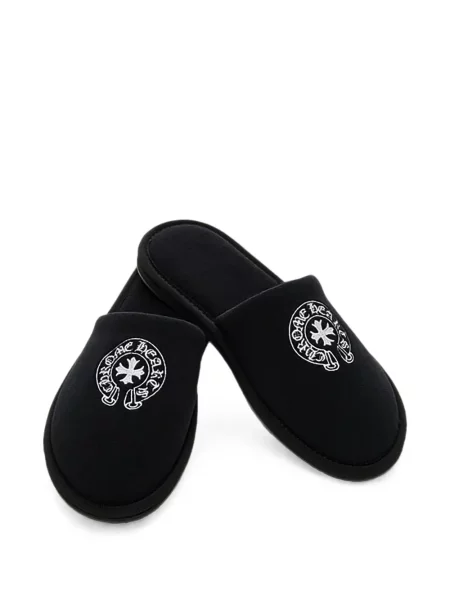 Papuci de casă Chrome Hearts cu motiv cu inimi negru