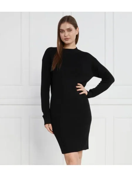 Armani Exchange Rochie Vestito cu adaos de lână negru