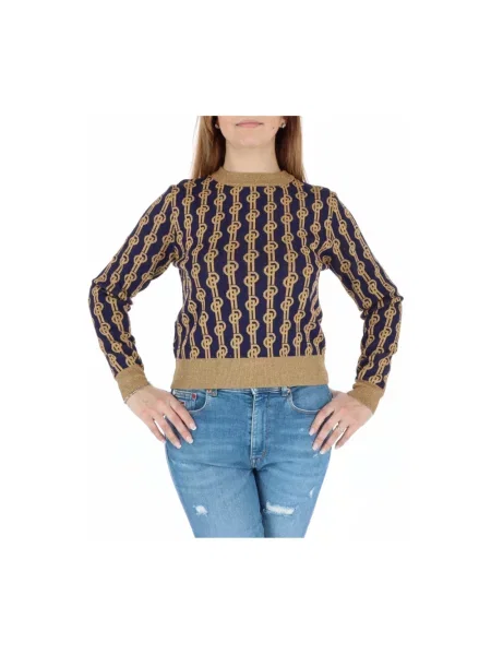 Sweter Pinko z okrągłym dekoltem niebieski