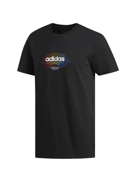 Tricou Adidas cu dungi din dantelă cu autograf negru