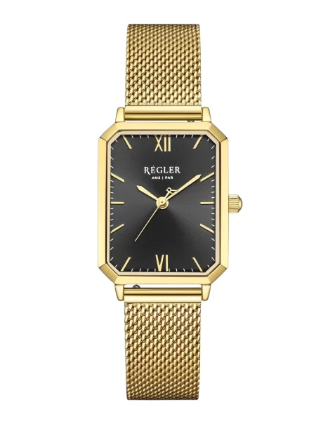 Régler Analógové hodinky Élégance Gold Mesh Black zlatá čierna