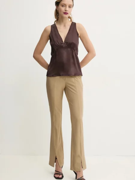 Bluzka Valenci gładka brązowy