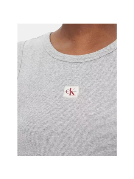 Tank top Calvin Klein Jeans A Woven Label Tank Top Gray XS bílé