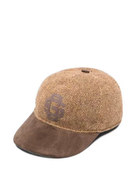 Șapcă Gran Sasso cu model herringbone cu autograf maro