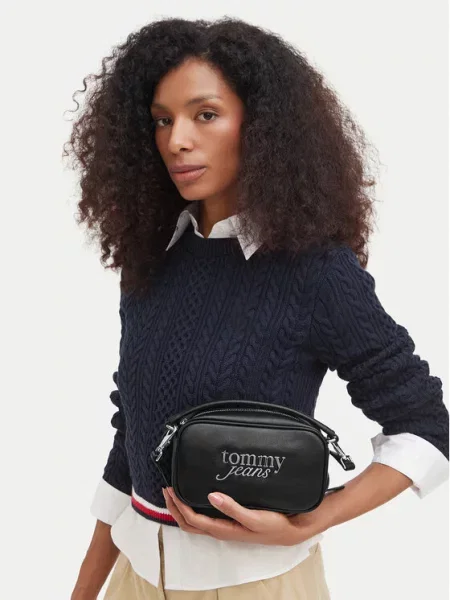 Tommy Jeans Torba preko ramena BOLD / srebro crna