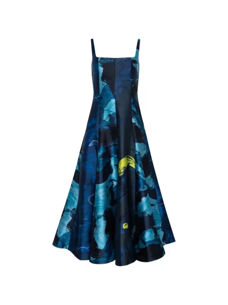 Rochie midi Roksanda fără mâneci cu imagine cu imprimeu abstract albastru