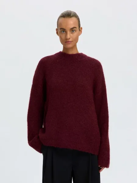 SELECTED Pulover SLFGabriella roşu închis
