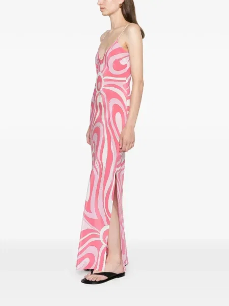 Rochie maxi Pucci de mătase cu imagine roz