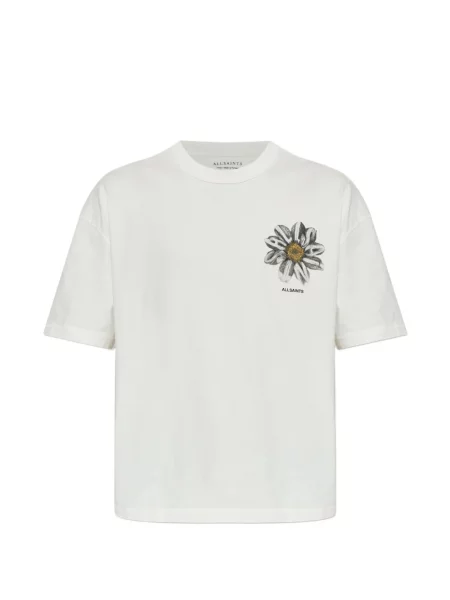 Tricou Allsaints cu model floral cu imagine alb