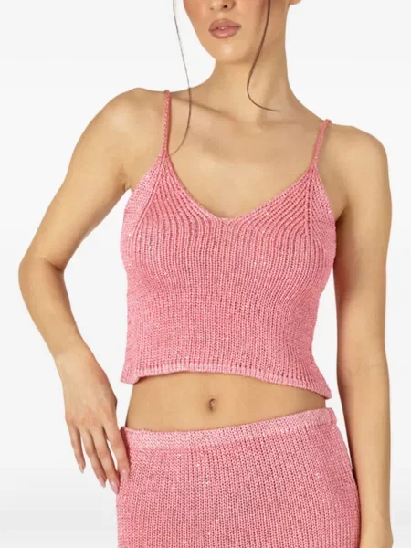 Top Paramidonna z dekoltem w serek różowy