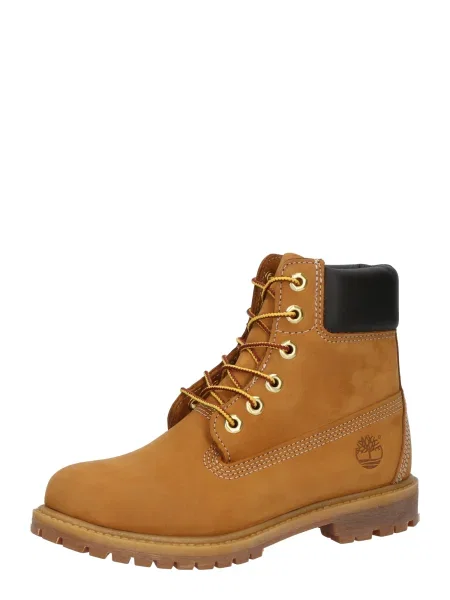 TIMBERLAND Ghete cu șireturi galben auriu / negru maro
