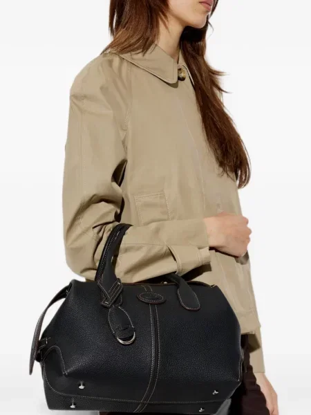 Kožená kabelka Tod's s autogramem černá