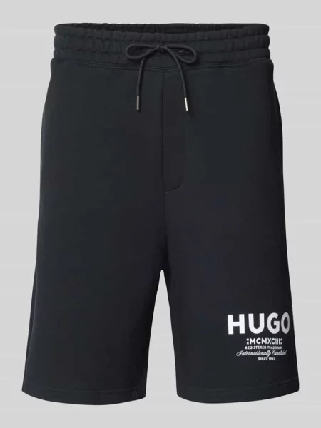 Szorty o luźnym kroju z czystej bawełny model ‘NOMARIO’ Hugo Blue czarne