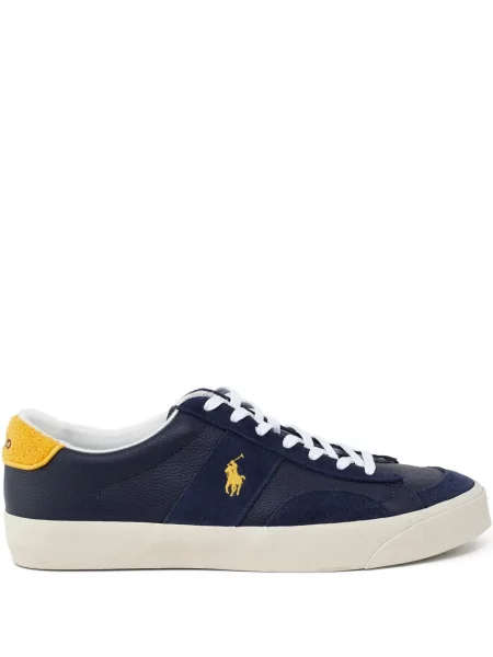 Кожена карирана поло тениска Polo Ralph Lauren бродирана бяло