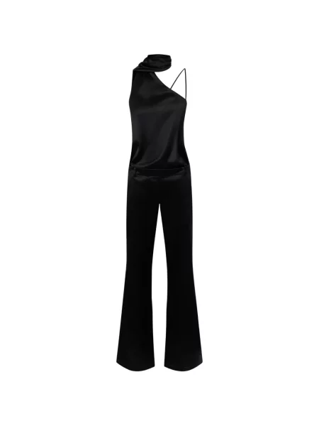 Lung salopetă Pinko din satin negru
