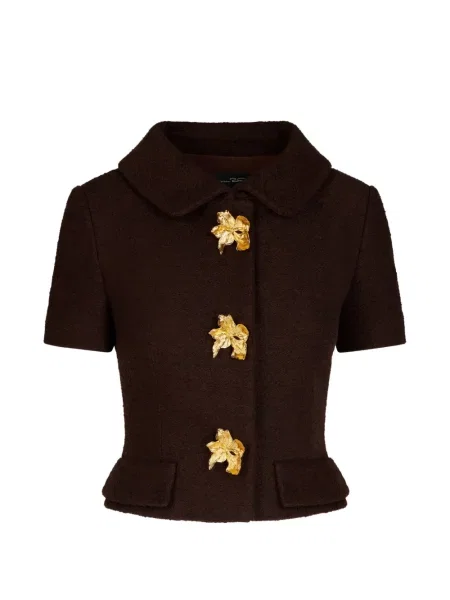 Geacă Oscar De La Renta din tweed scurtă maro