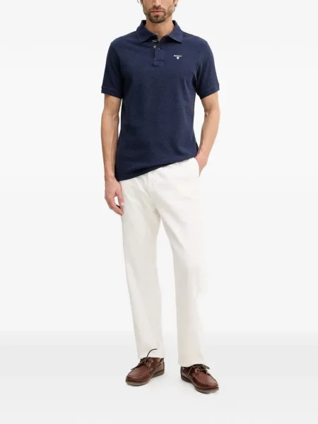 Tricou polo Barbour cu autograf albastru