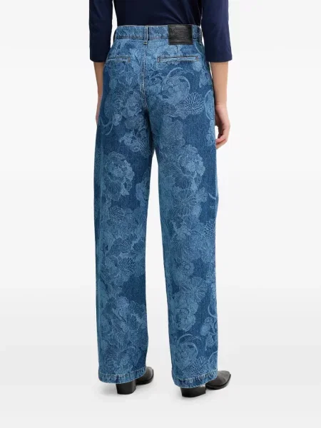 Blugi Sisley cu model floral albastru