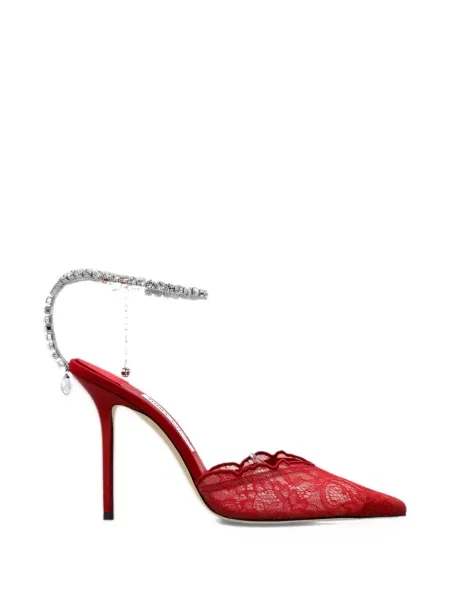 Salonke Jimmy Choo s čipkom crvena