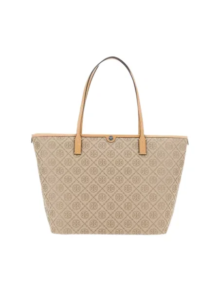 Shopperka Tory Burch skórzana beżowa