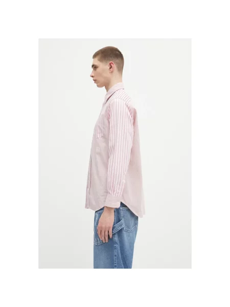 Aries koszula Patchwork LS Shirt relaxed z kołnierzykiem klasycznym różowy