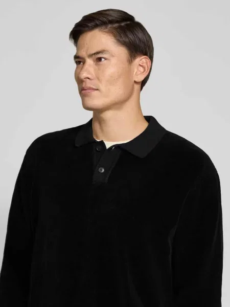 Sweter z kołnierzykiem polo Kipolo Boss Orange czarna