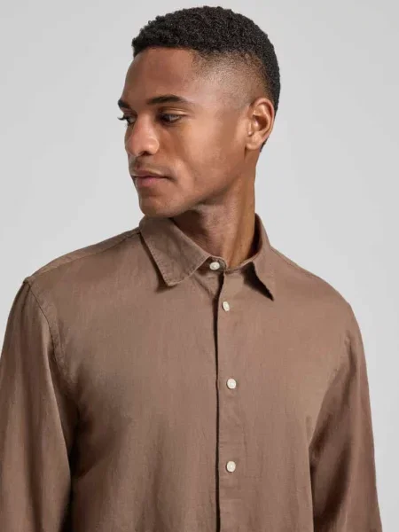 Koszula casualowa z mieszanki lnu i bawełny w kroju regular fit model CLAY LINENBLEND' Selected Homme