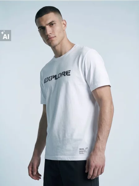 Sinsay slim fit tričko s krátkým rukávem Active bílá