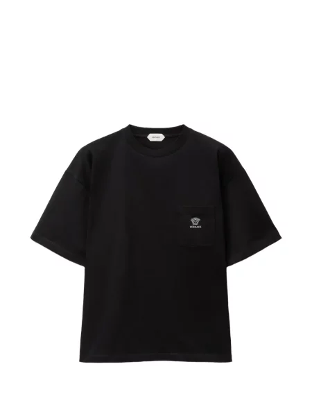 Tricou Versace cu broderie din jerseu negru