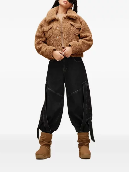Geacă Ugg din piele de oaie maro
