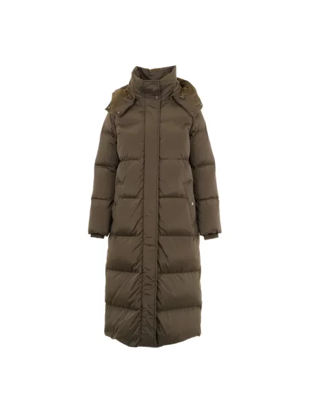 Długi płaszcz Woolrich z kapturem zielony