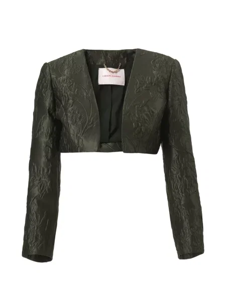 Sacou Carolina Herrera cu model floral din jacard verde