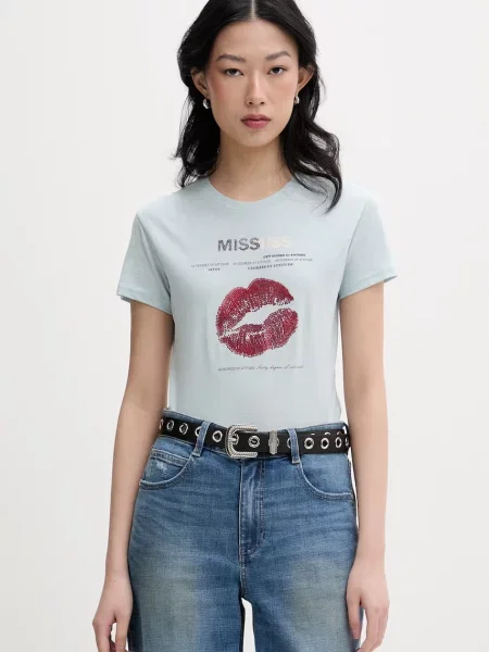 Miss Sixty T-shirt z bawełną niebieska