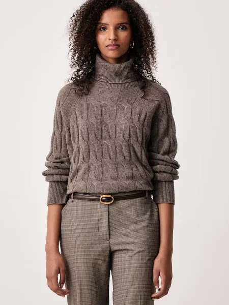 Pulover Tommy Hilfiger de lână maro