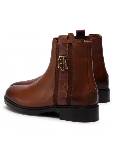 Botki Tommy Hilfiger skórzane brązowe