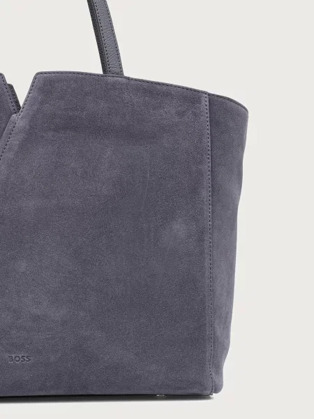 BOSS torebka shopper zamszowa niebieska