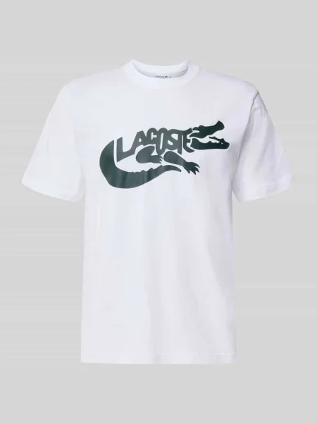 T-shirt o kroju regular fit z czystej bawełny Lacoste biała