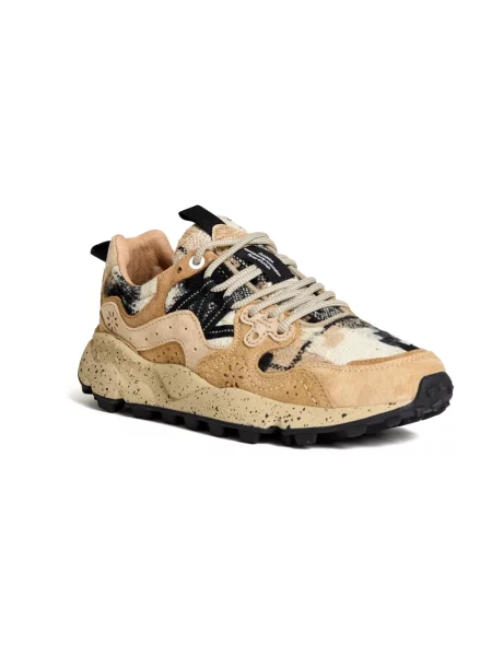 Sneakersy Flower Mountain skórzane w kwiatki brązowe